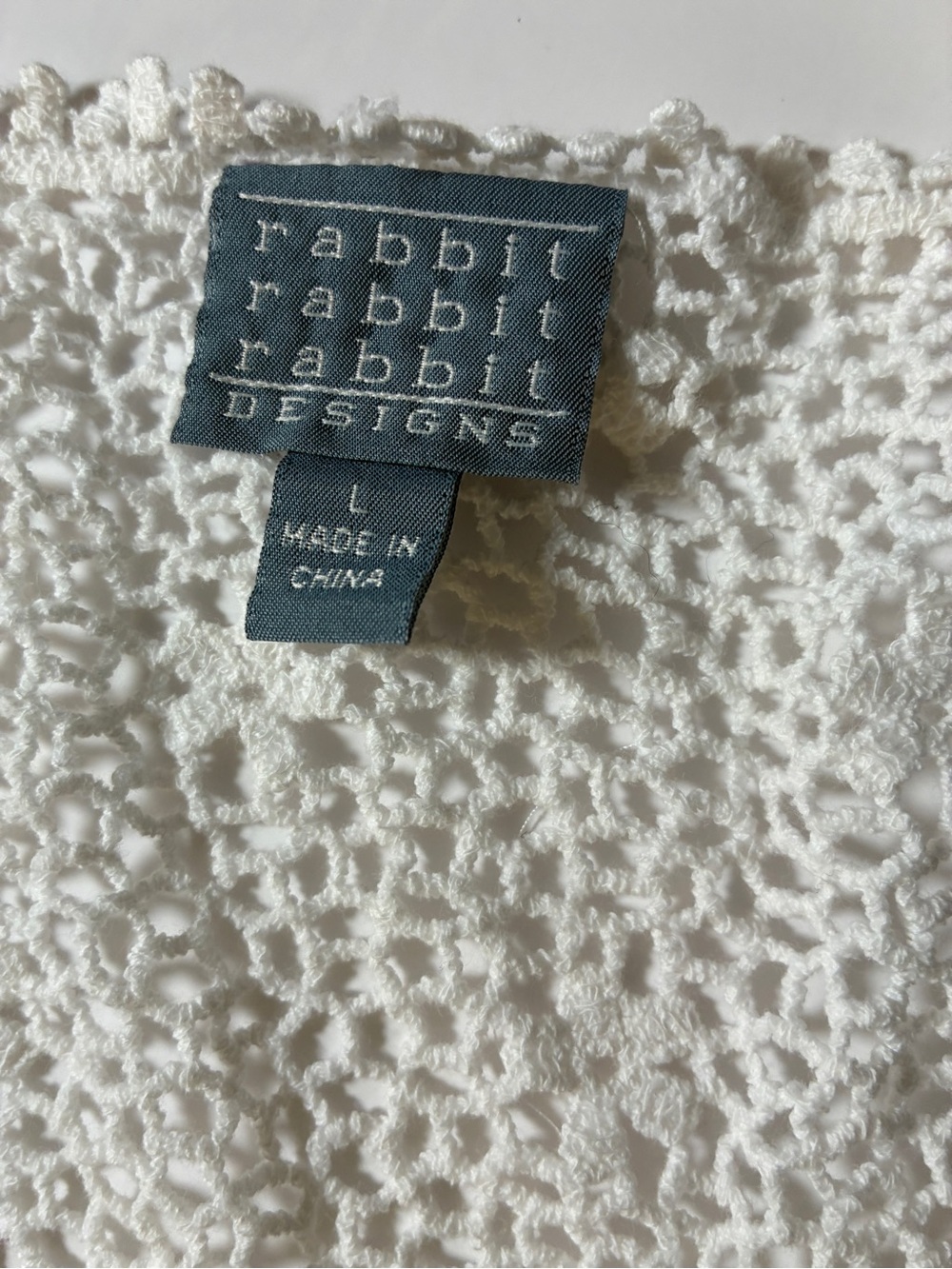 Rabbit Rabbit Rabbit White Crochet Cropped Cardigan, Size L - Picture 2 of 11